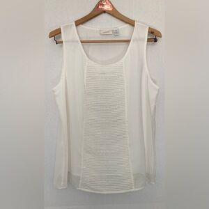 Chico's 🟣 GUC Size 2 White Sleeveless Top with Beading Detail
